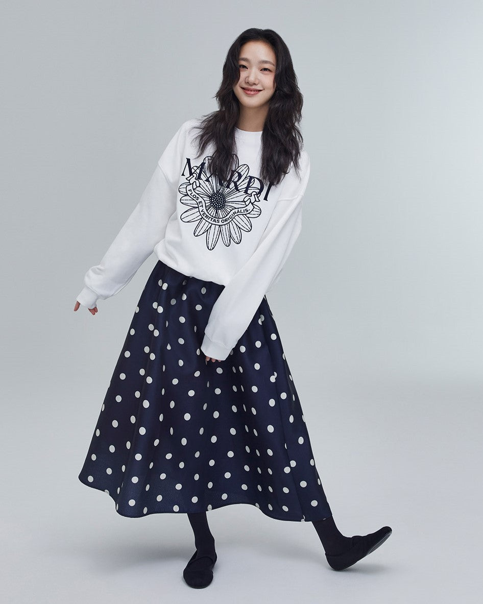 Mardi Mercredi โข Sweatshirt FlowerMardi Alumni Needlework (White Navy)