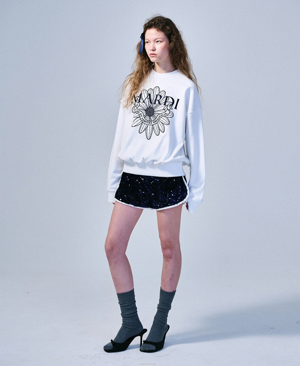 Mardi Mercredi โข Sweatshirt FlowerMardi Alumni Needlework (White Navy)