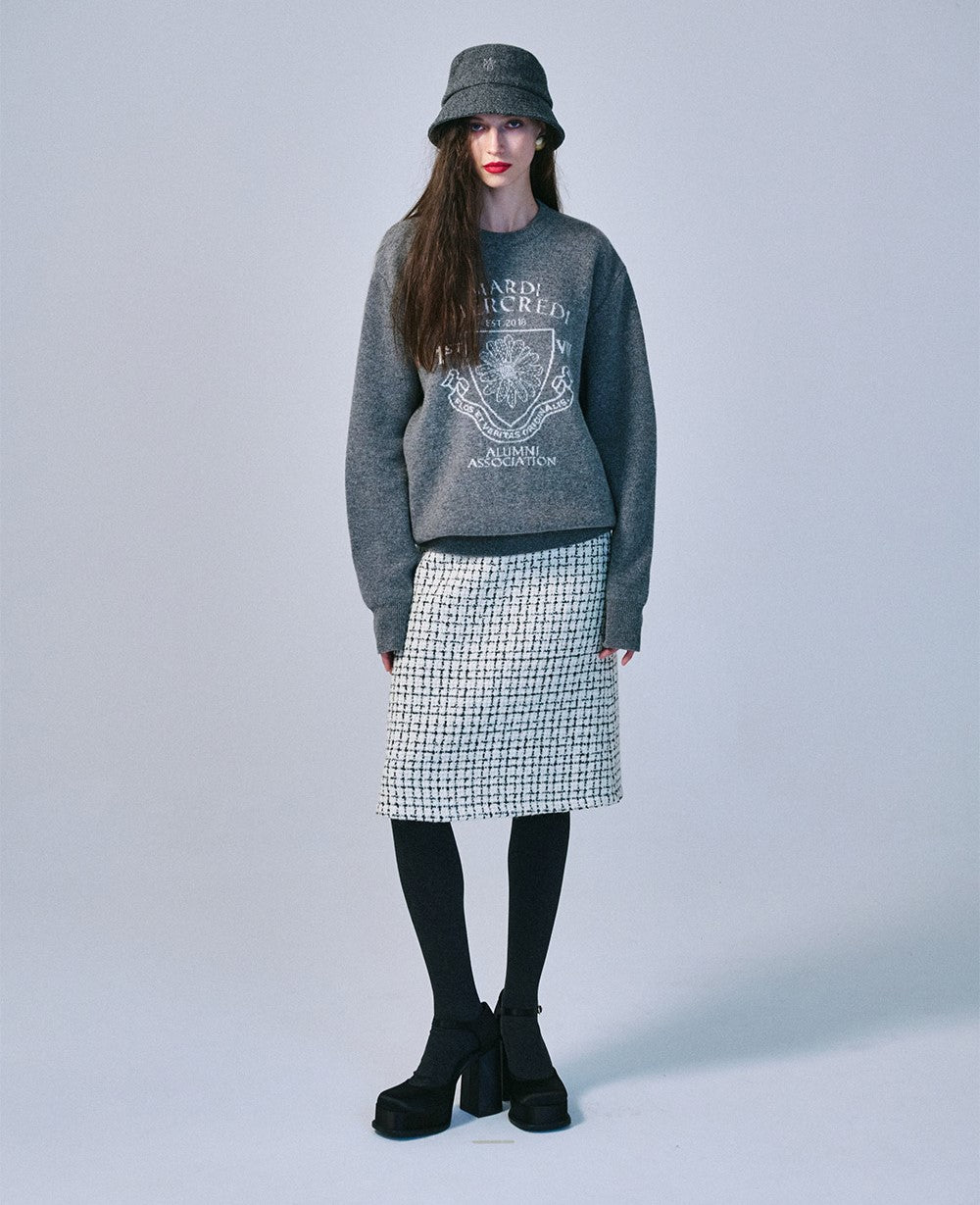 Mardi Mercredi โข Cashmere Blended Pullover Alumni Emblem (Grey Ivory)