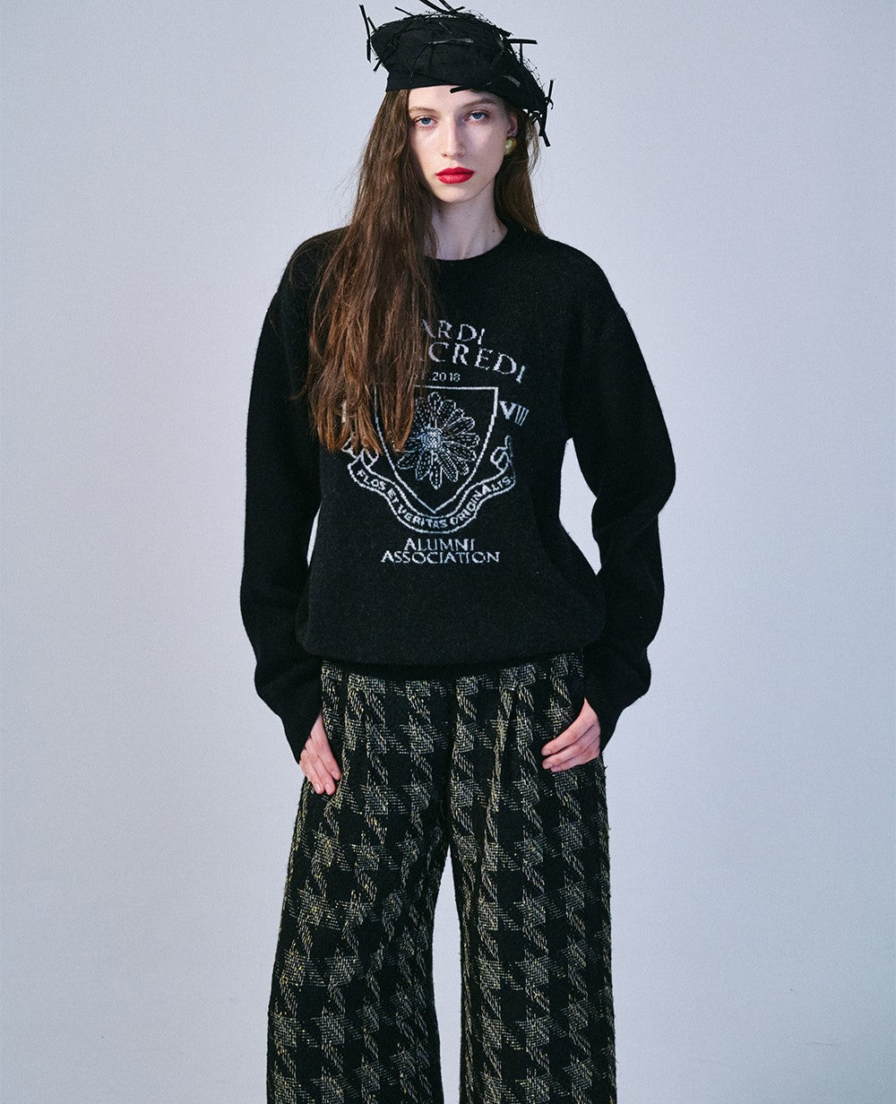 Mardi Mercredi โข Cashmere Blended Pullover Alumni Emblem (Black Ivory)