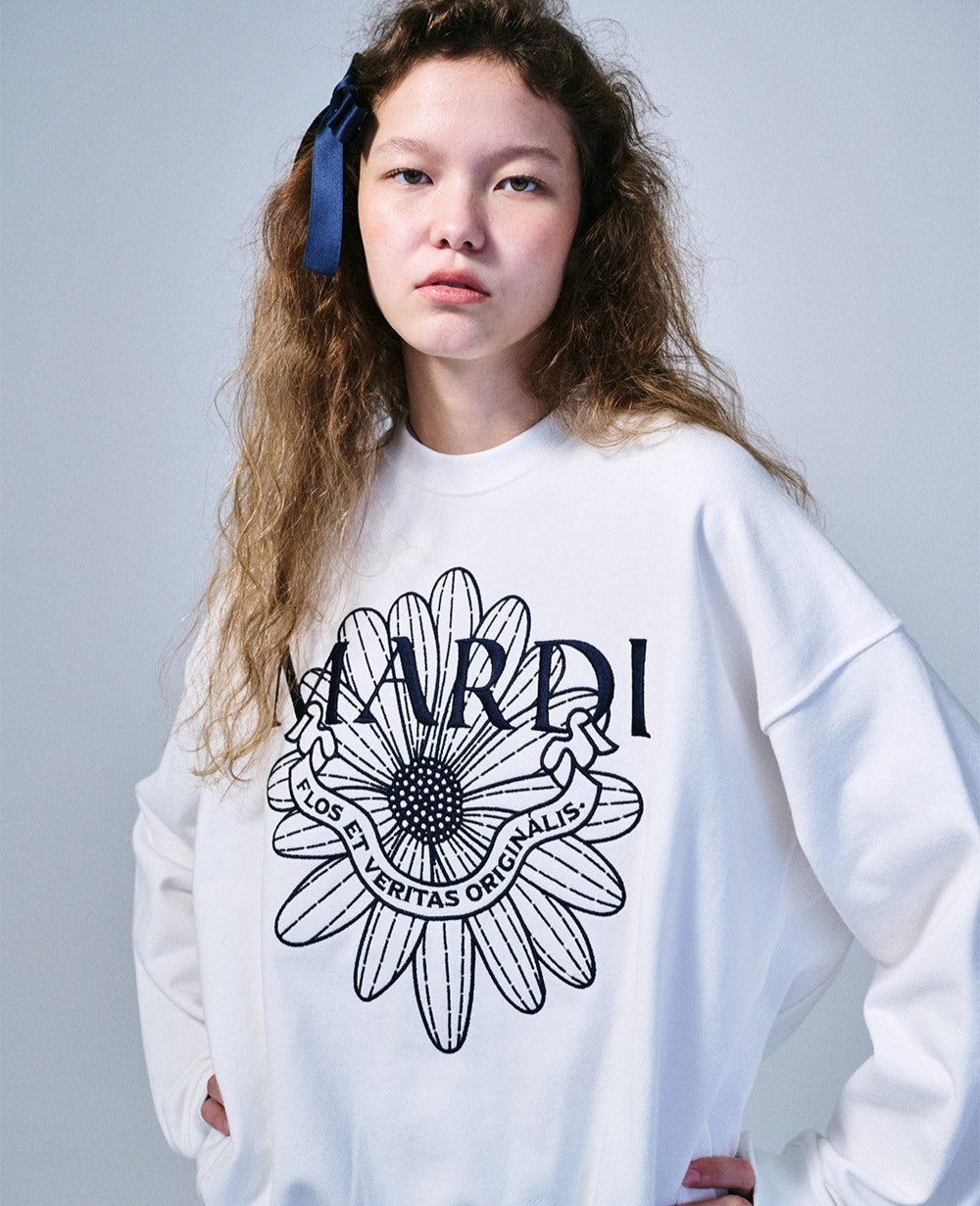 Mardi Mercredi โข Sweatshirt FlowerMardi Alumni Needlework (White Navy)