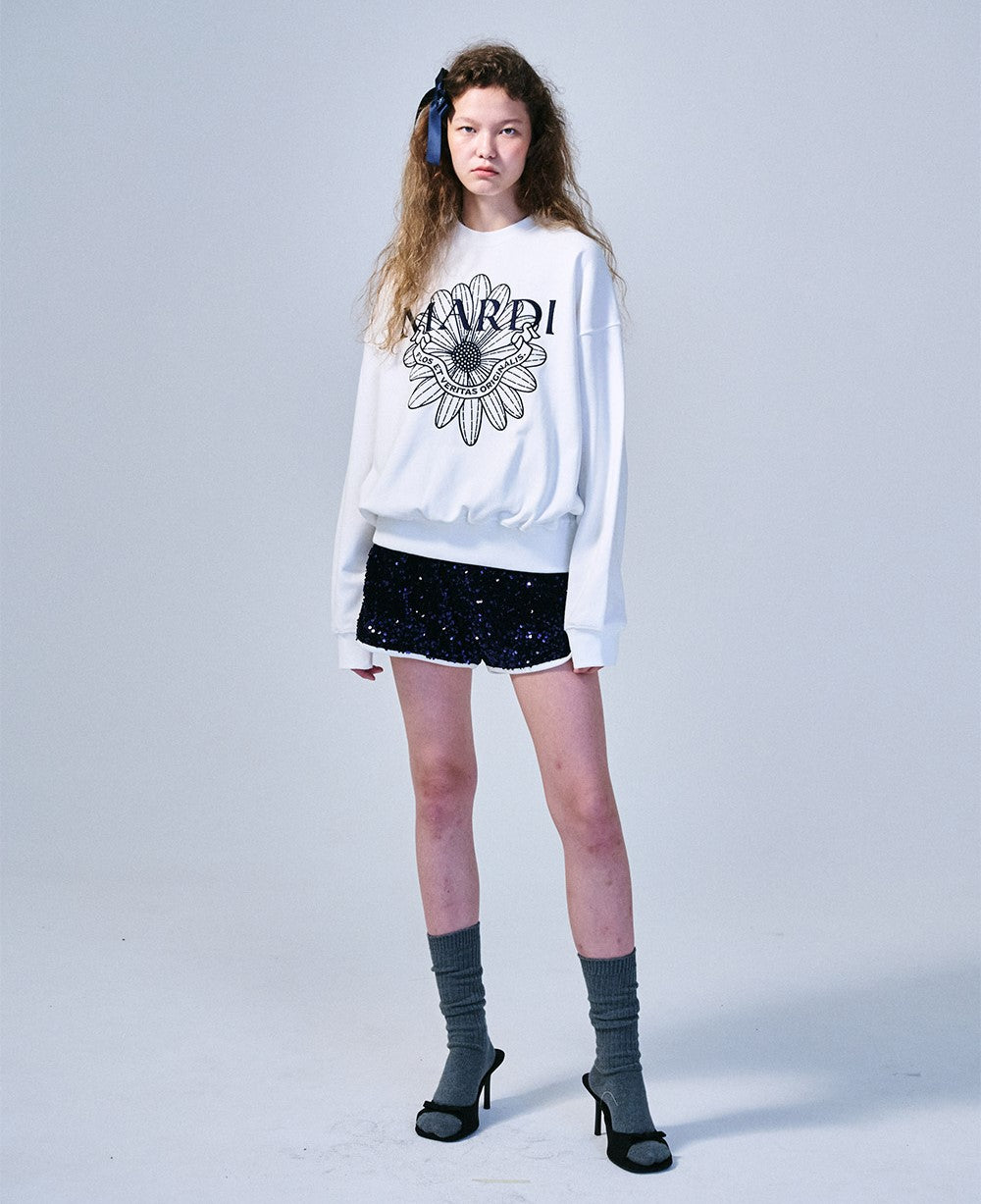 Mardi Mercredi โข Sweatshirt FlowerMardi Alumni Needlework (White Navy)