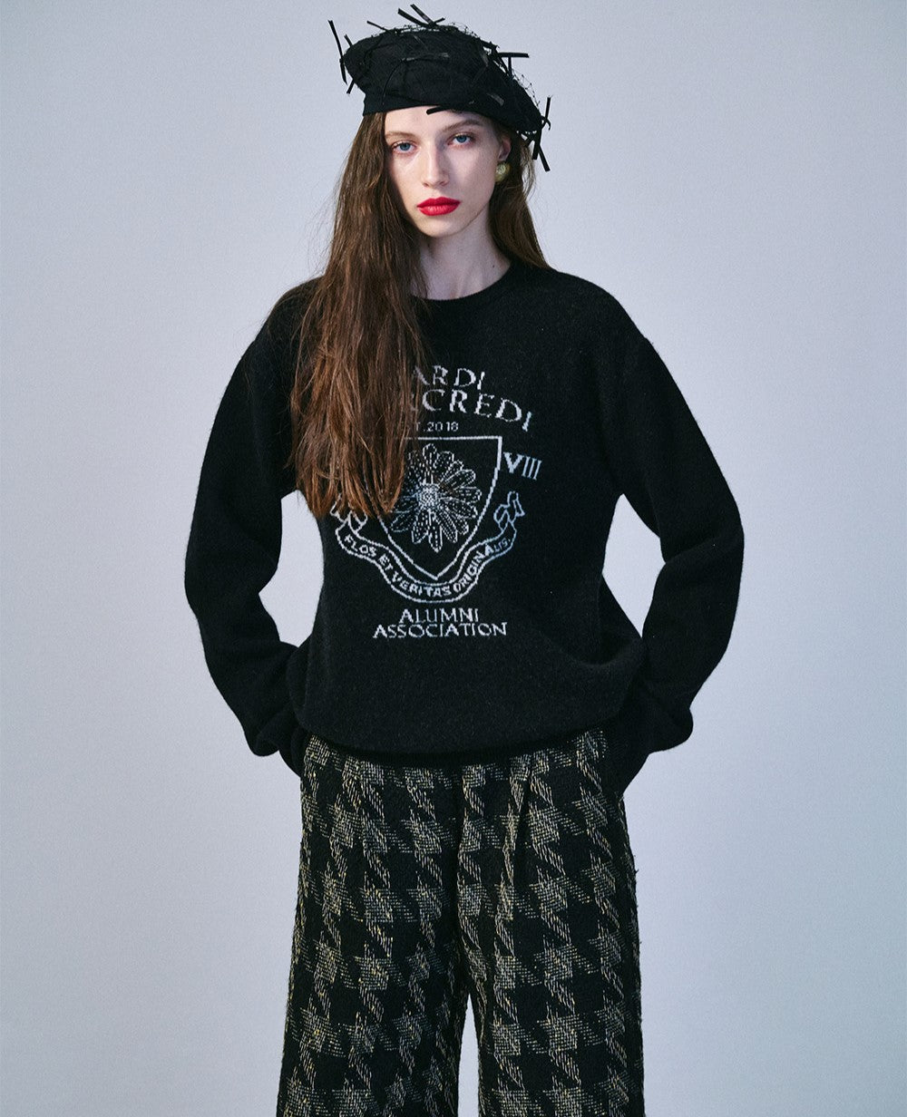 Mardi Mercredi โข Cashmere Blended Pullover Alumni Emblem (Black Ivory)