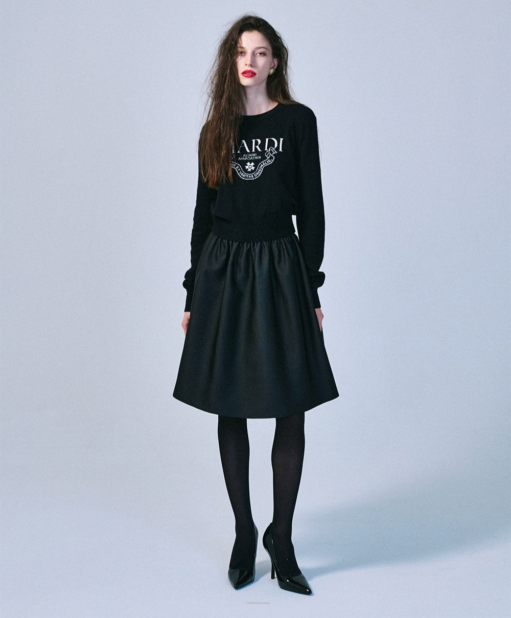 Mardi Mercredi โข Cashmere Cropped Crew Neck Alumni Classique (Black Ivory)