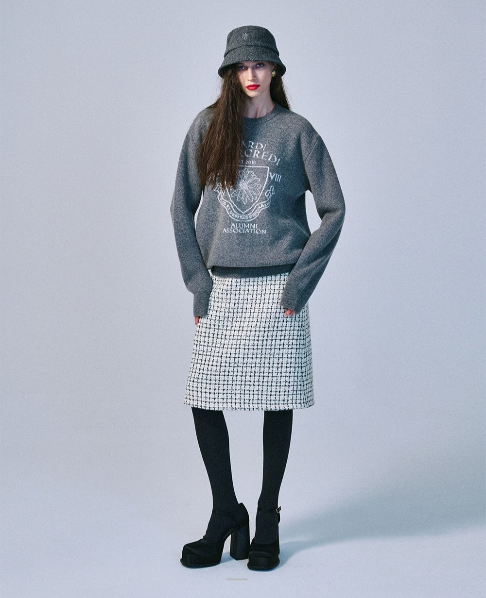 Mardi Mercredi โข Cashmere Blended Pullover Alumni Emblem (Grey Ivory)