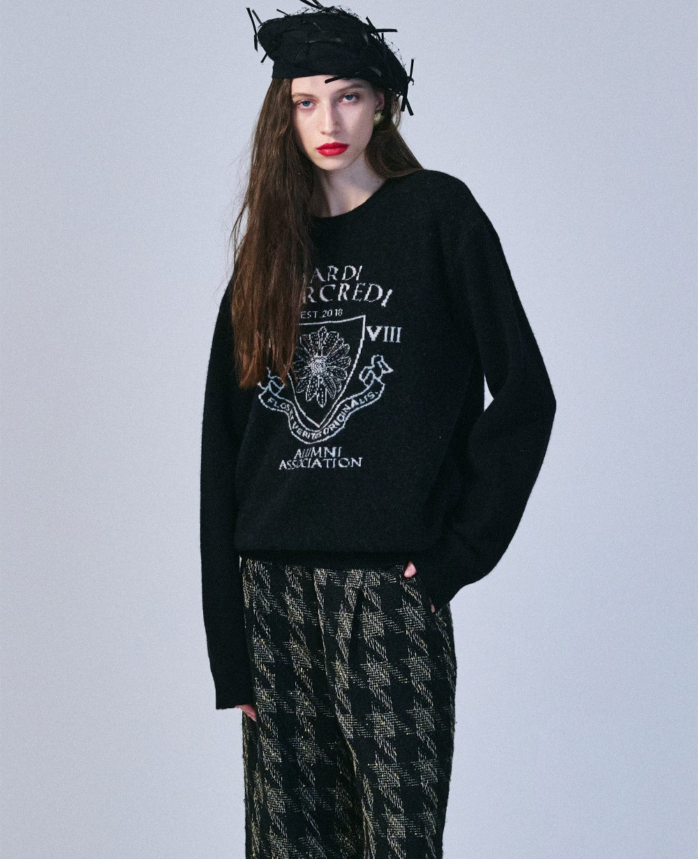 Mardi Mercredi โข Cashmere Blended Pullover Alumni Emblem (Black Ivory)