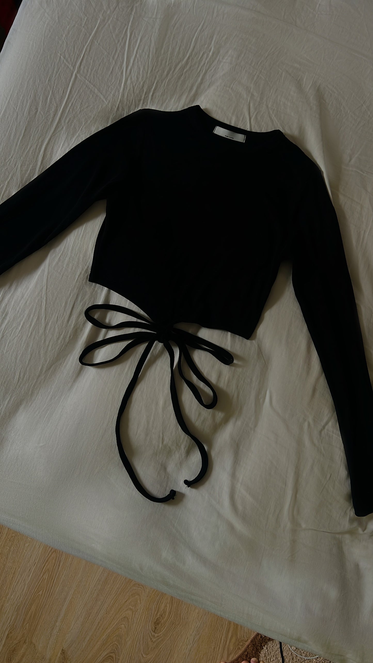 Baby Cropped Lace up Knit Top | Long Sleeves | Soft Touch Fabric