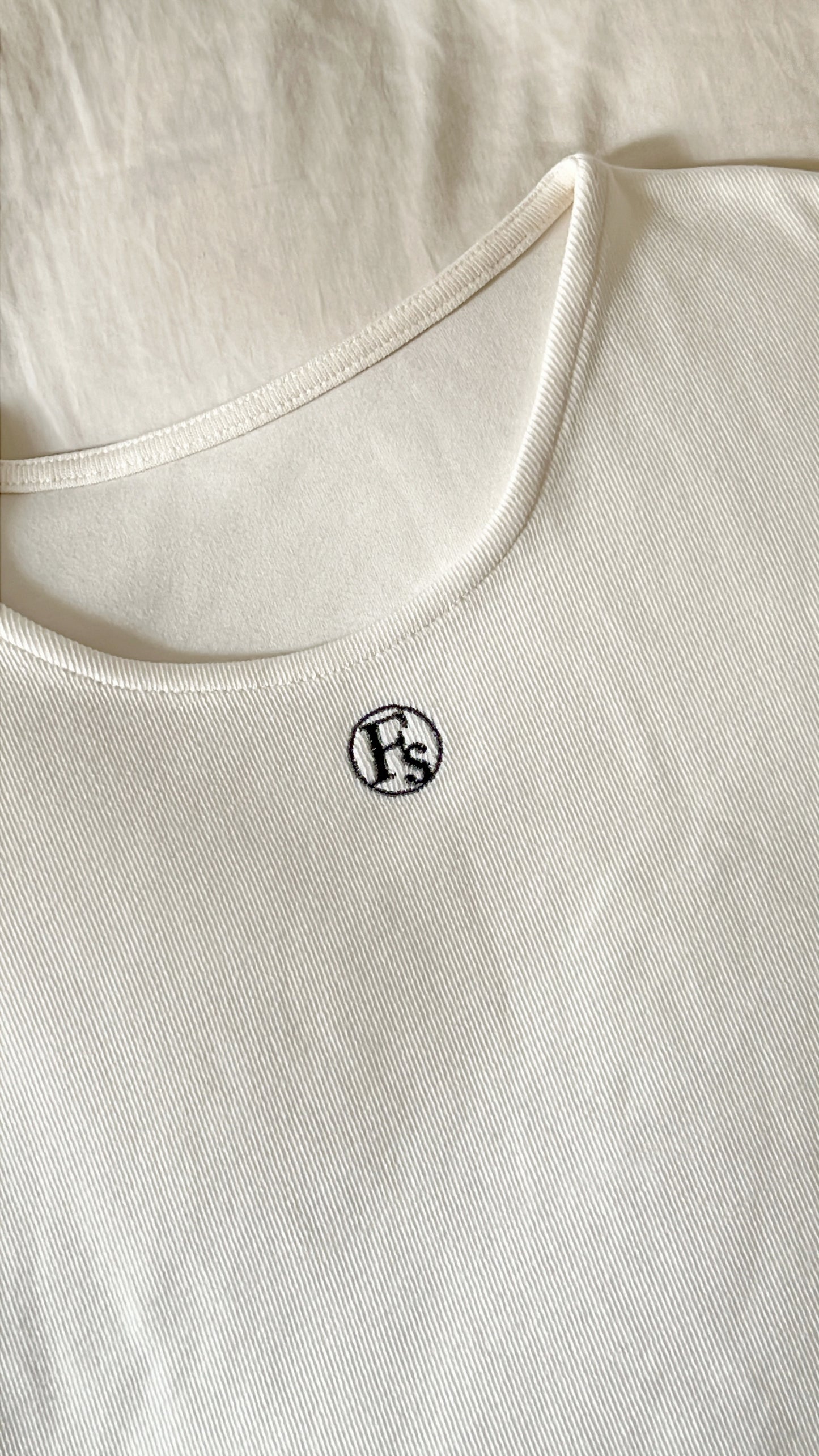 Soft Cream Mini Logo Tshirt | Cap Sleeves | Round -Neck