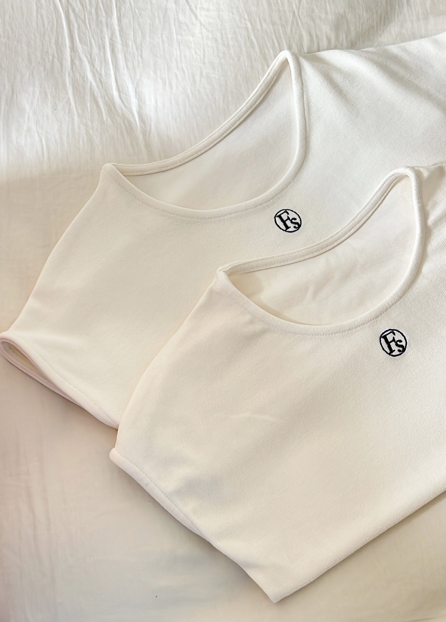 Soft Cream Mini Logo Tshirt | Cap Sleeves | Round -Neck
