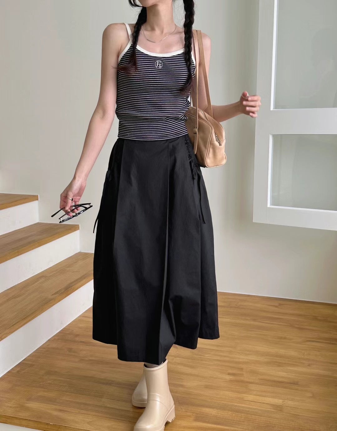 Ribbon Pockets Midi Skirt | Balletcore