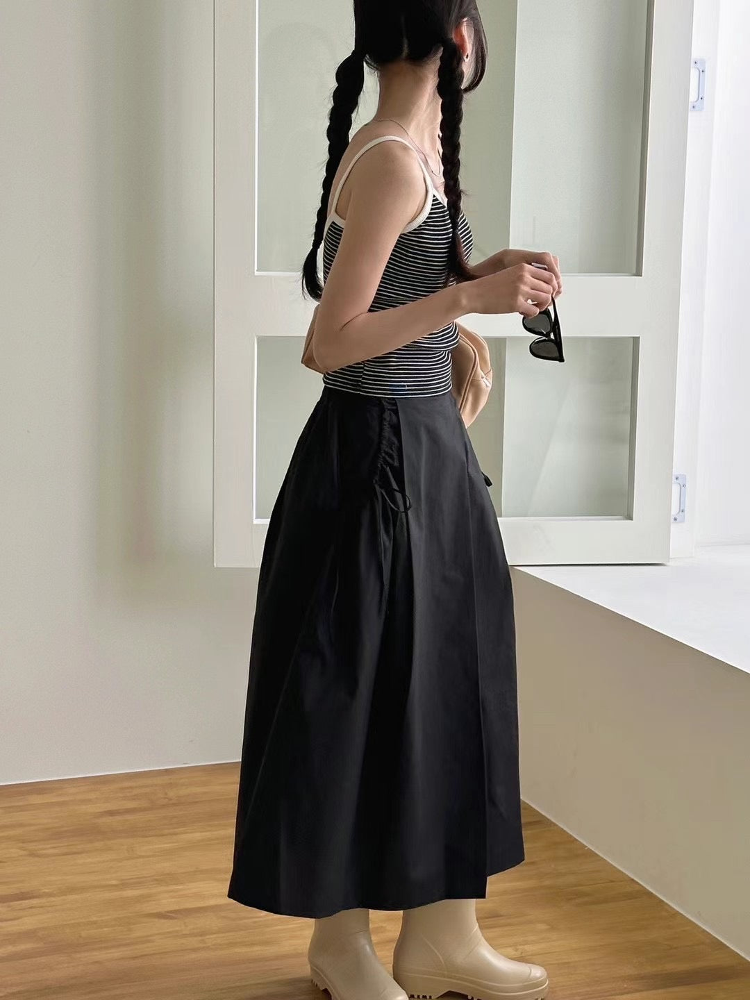 Ribbon Pockets Midi Skirt | Balletcore