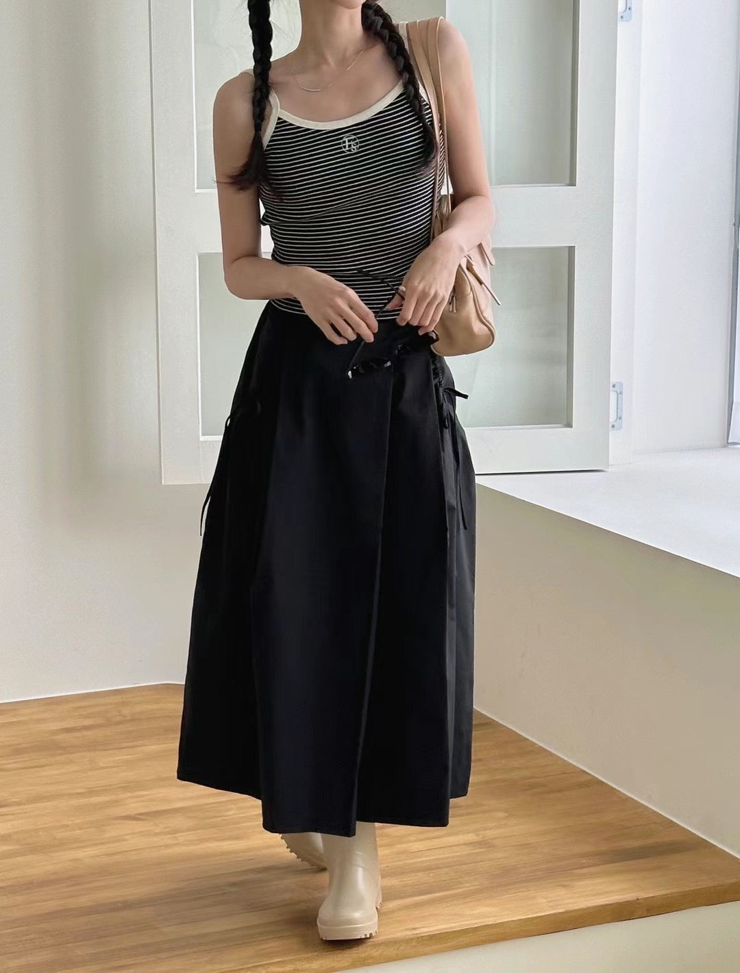 Ribbon Pockets Midi Skirt | Balletcore
