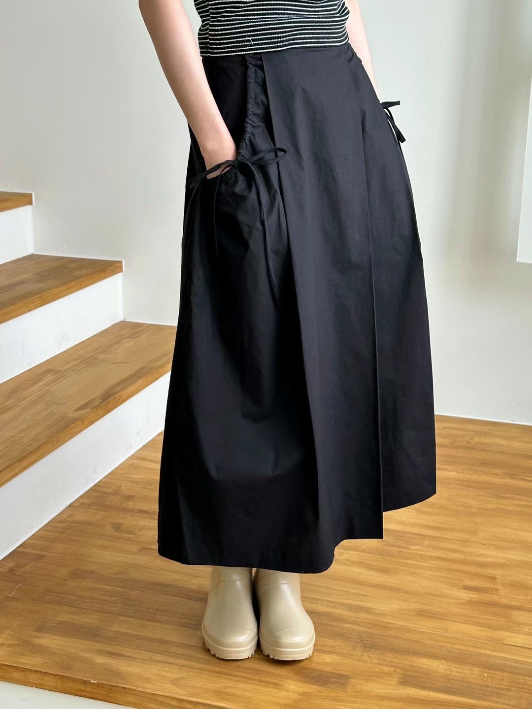 Ribbon Pockets Midi Skirt | Balletcore