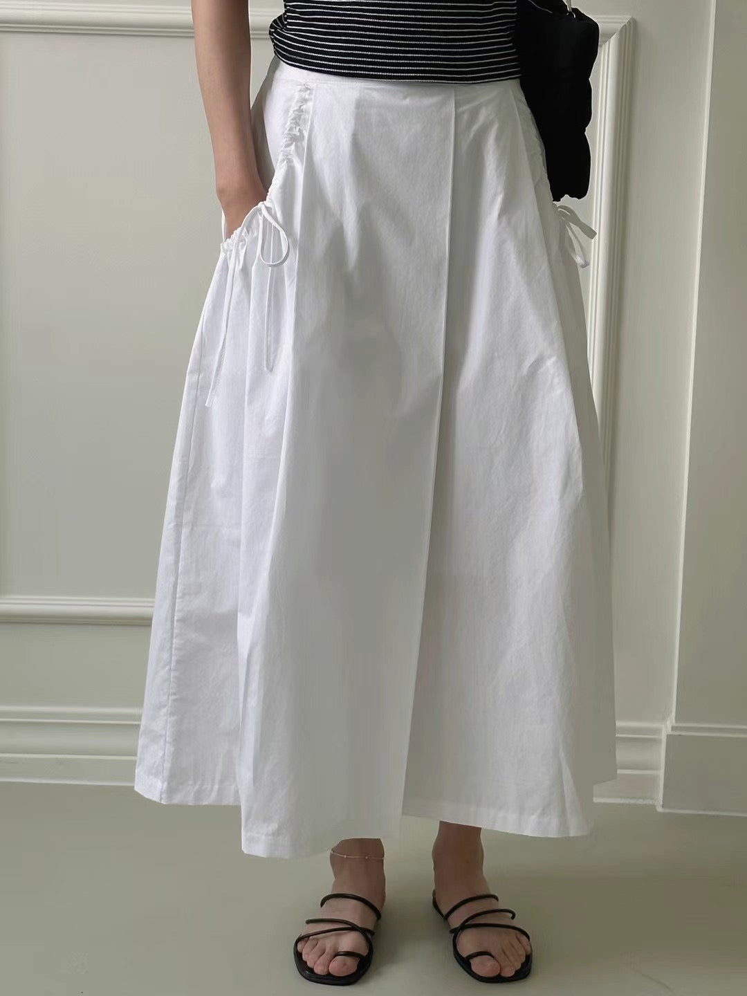 Ribbon Pockets Midi Skirt | Balletcore