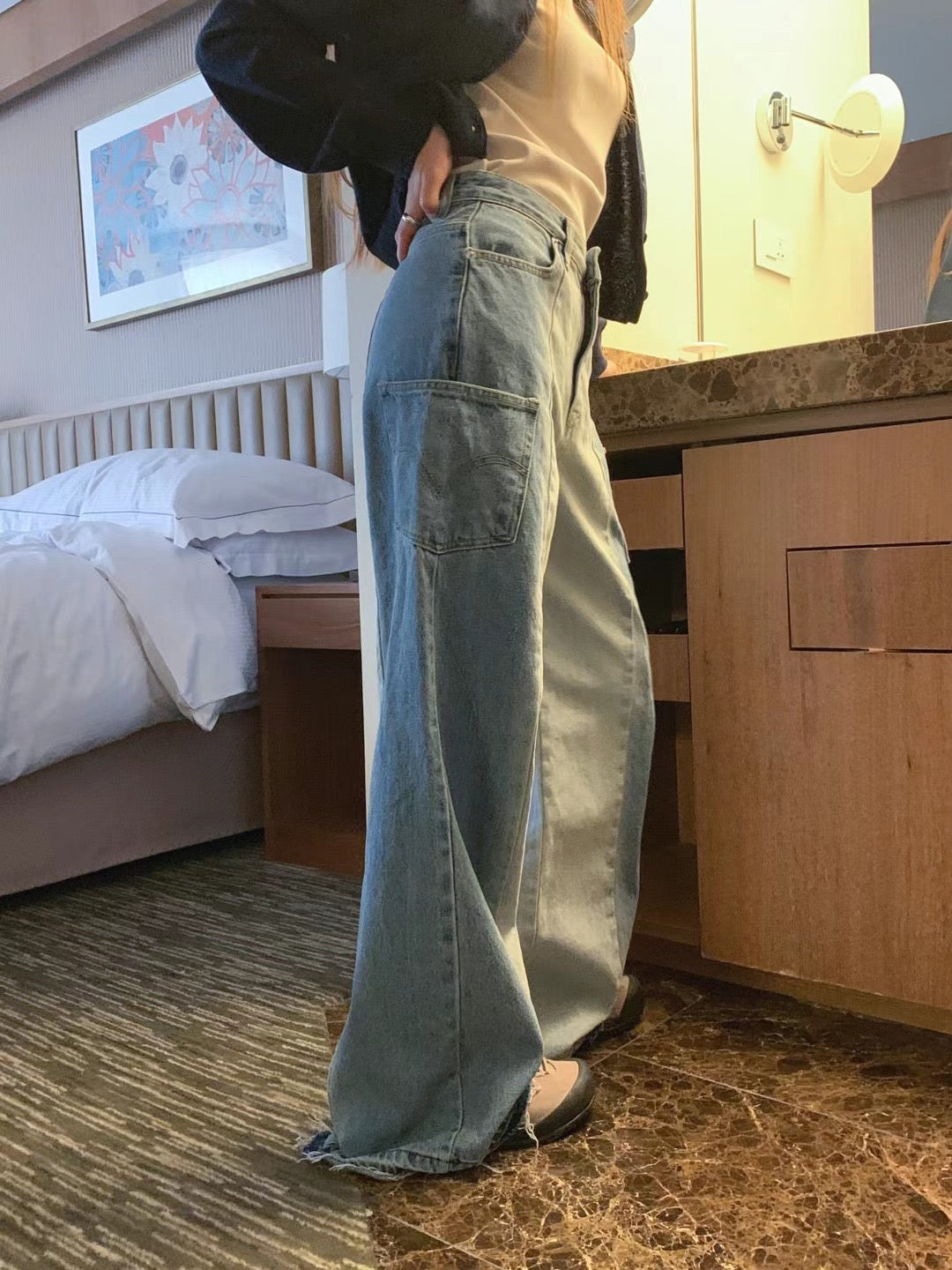 Patchwork Cargo Denim Pants | Loose Cut | Multi-Pockets