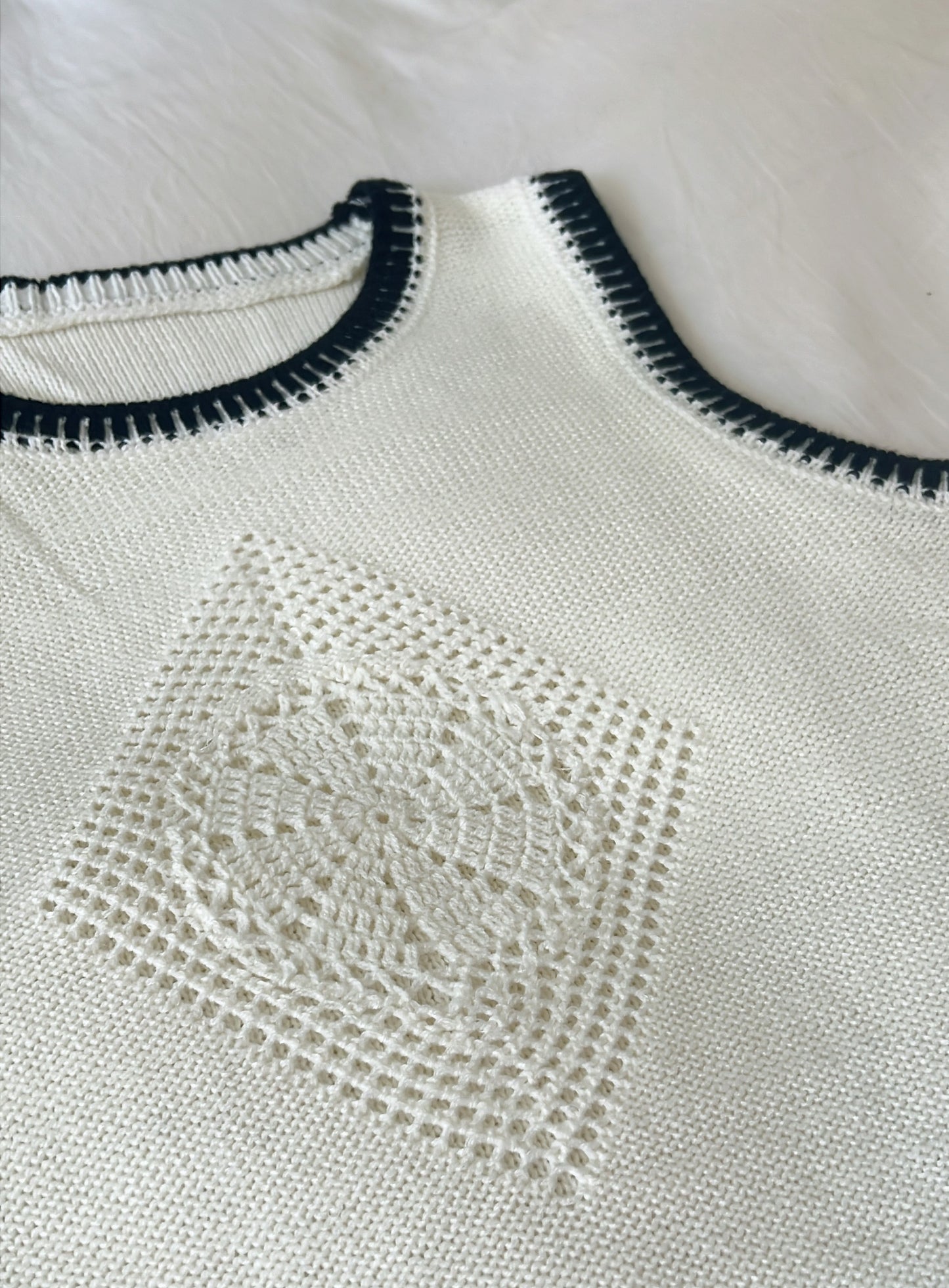 Crochet Knit Vest | French Style | Vintage