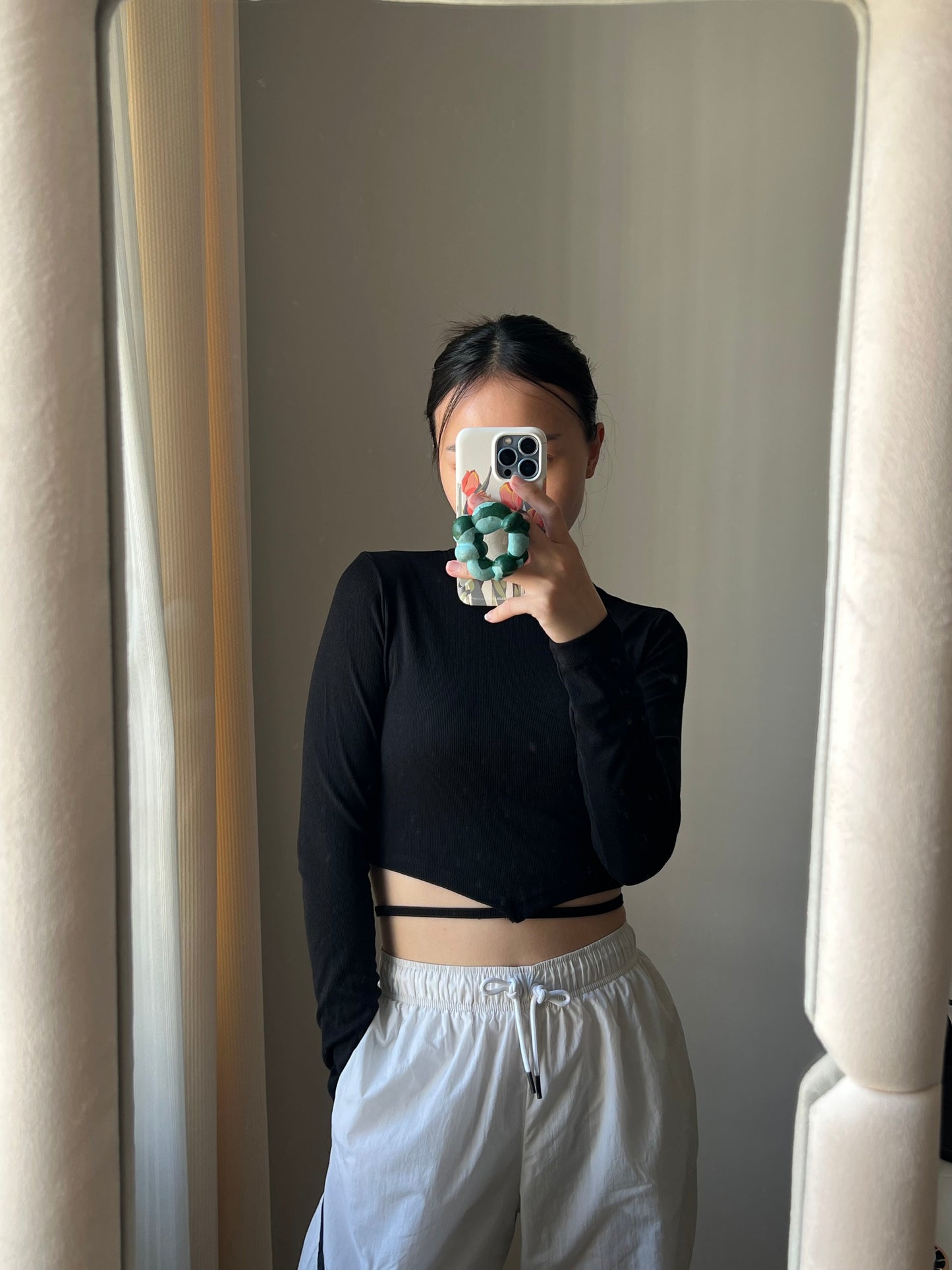 Baby Cropped Lace up Knit Top | Long Sleeves | Soft Touch Fabric