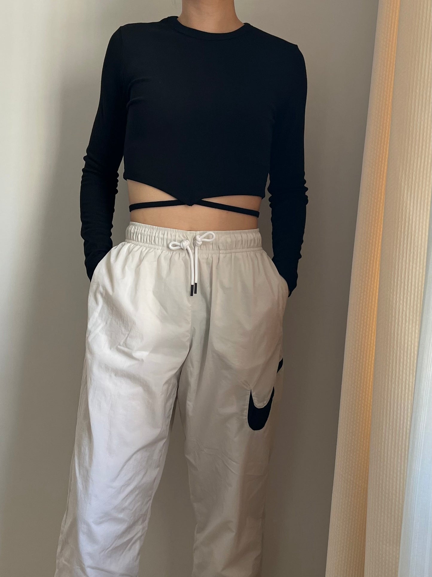 Baby Cropped Lace up Knit Top | Long Sleeves | Soft Touch Fabric