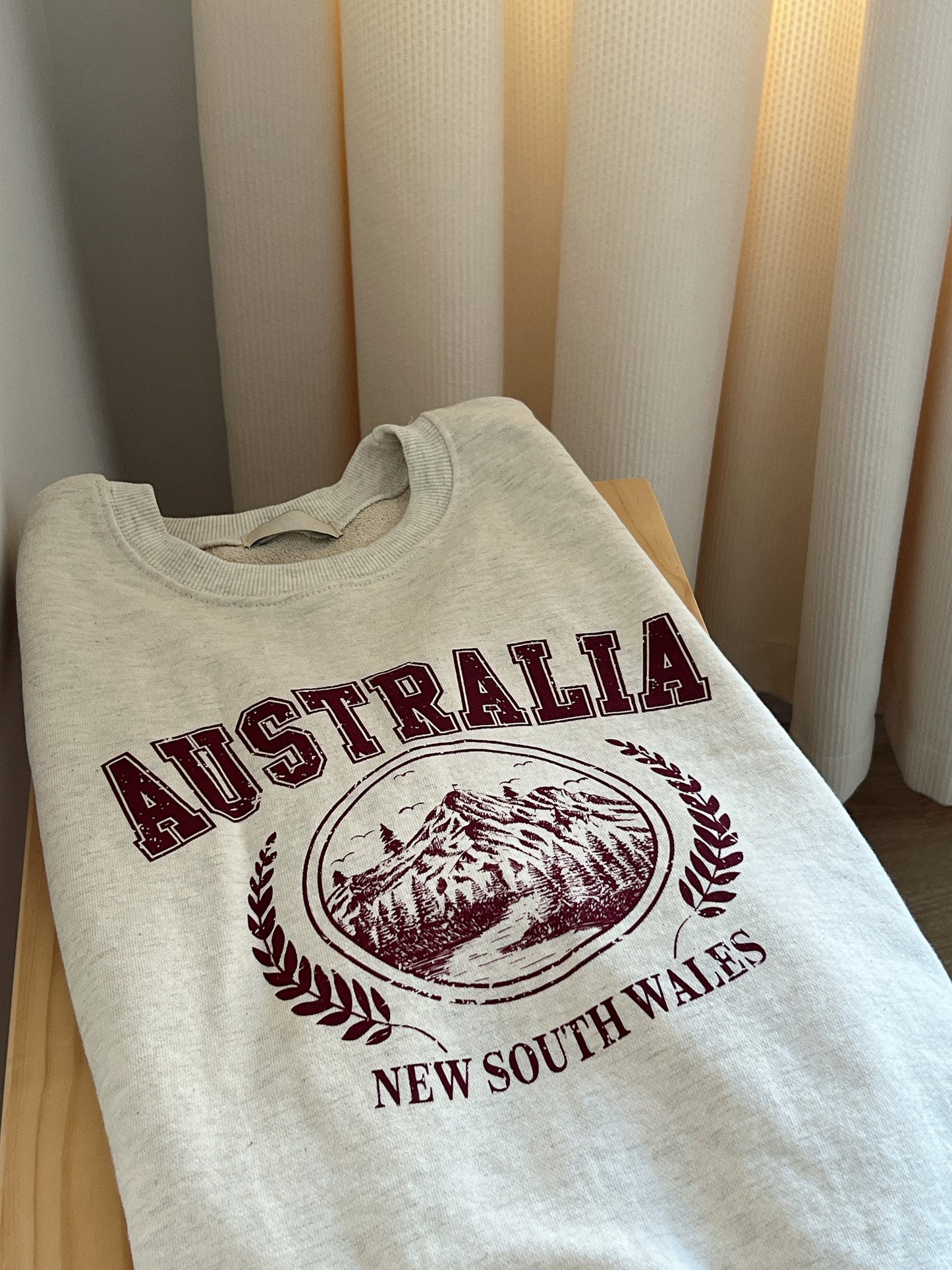 College Sweater | Balloon Sleeves | Vintage Print