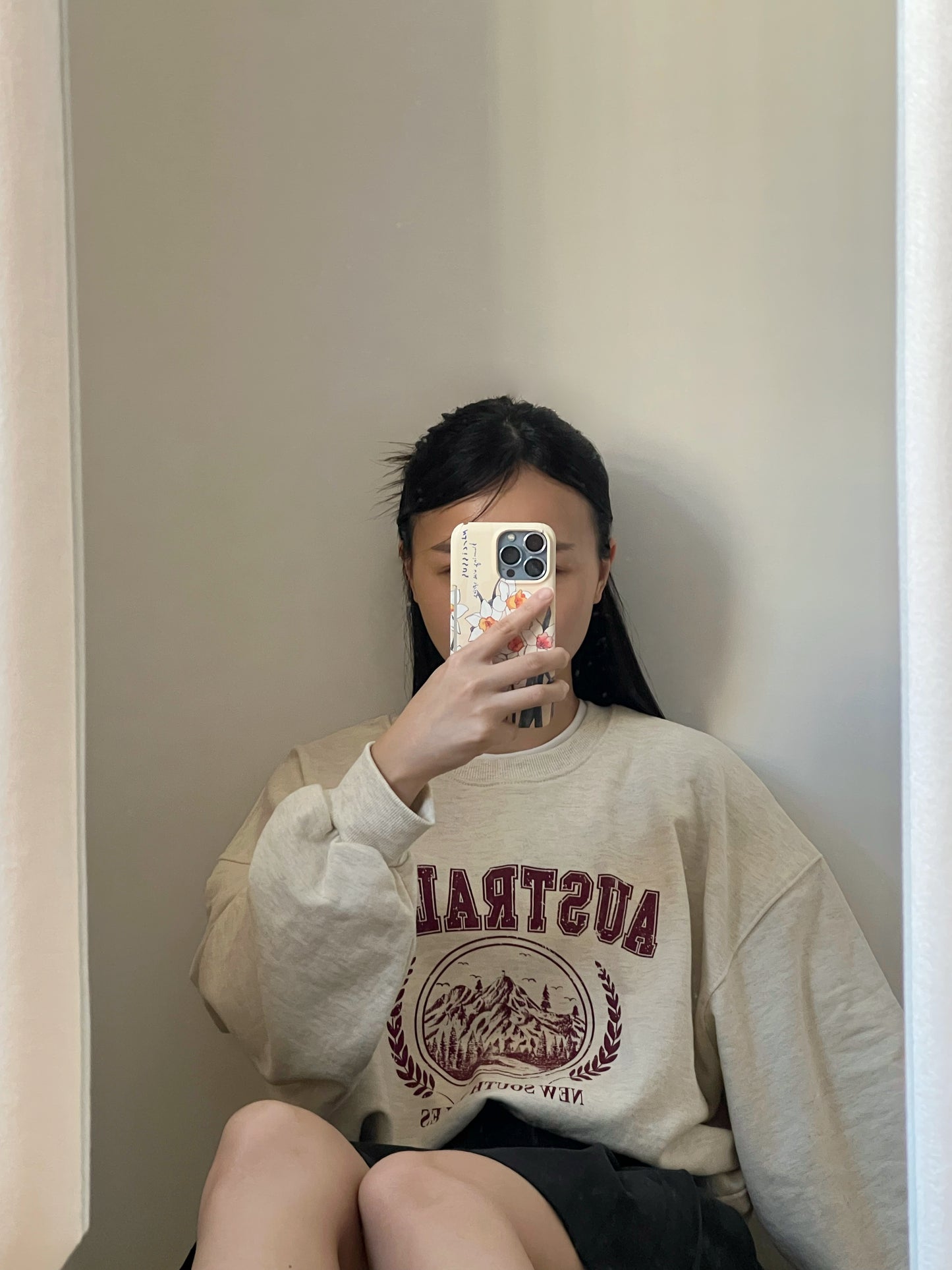 College Sweater | Balloon Sleeves | Vintage Print