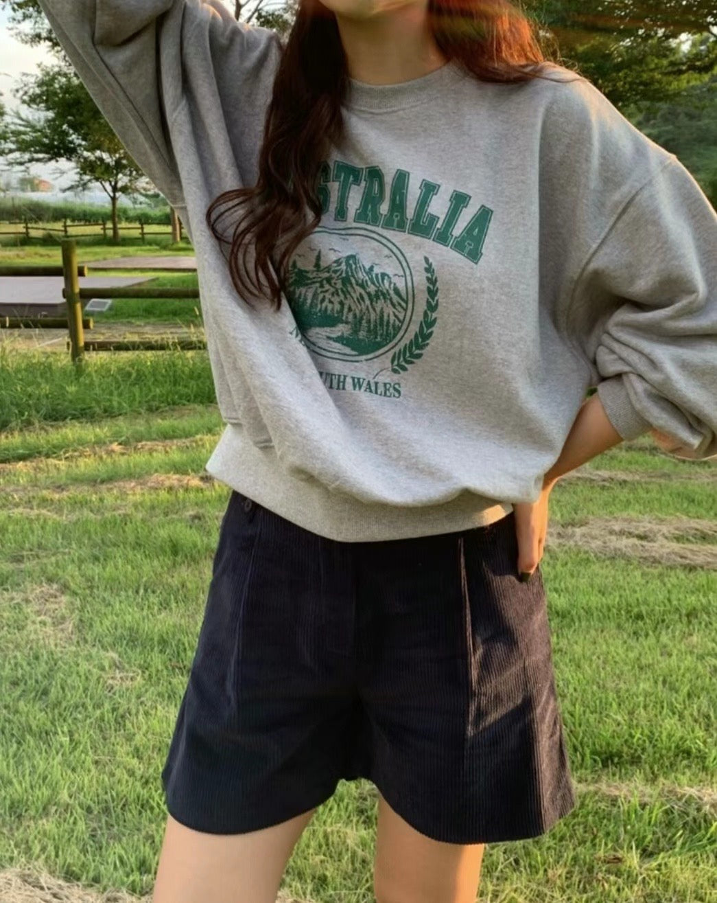 College Sweater | Balloon Sleeves | Vintage Print