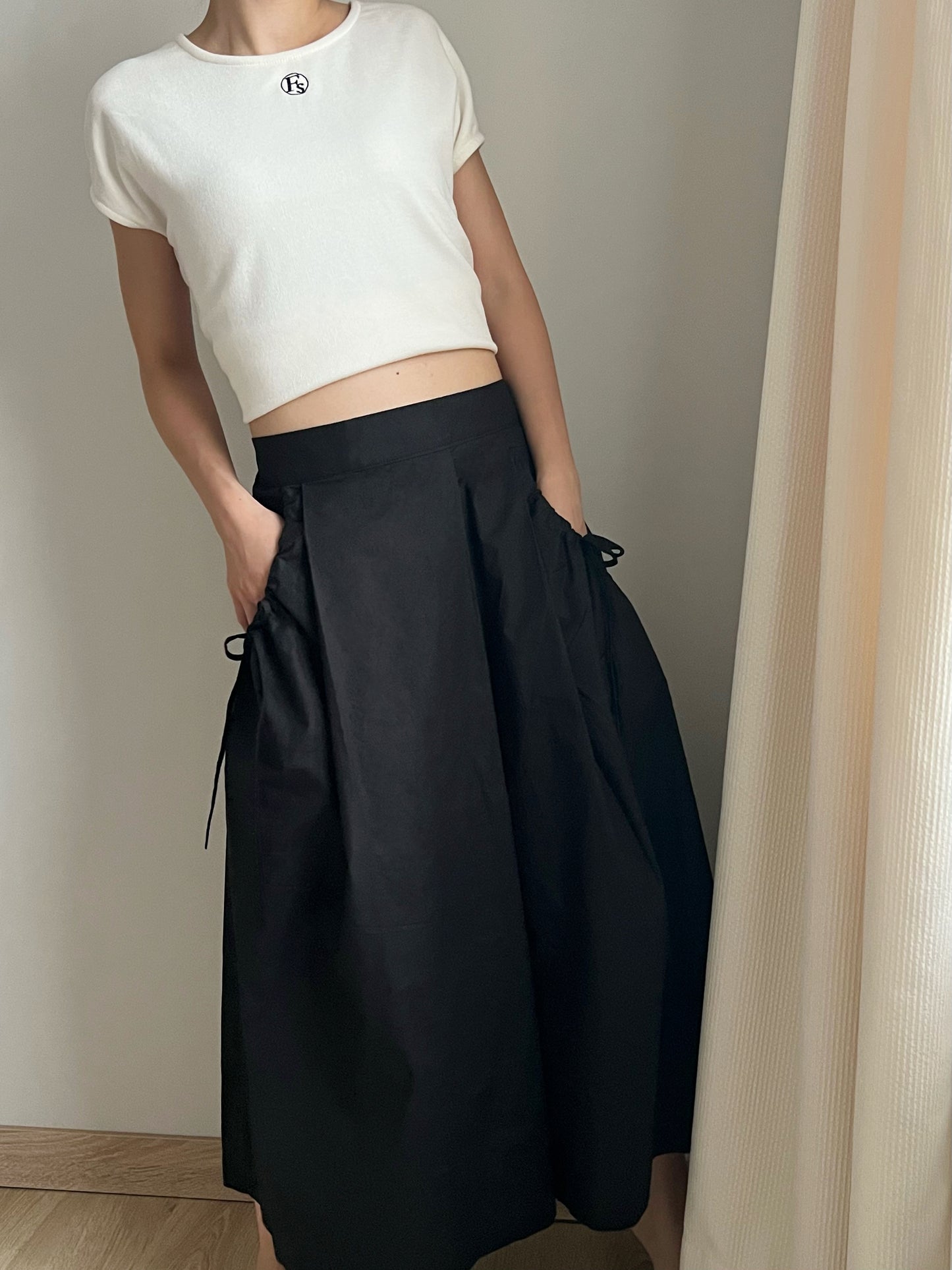 Ribbon Pockets Midi Skirt | Balletcore