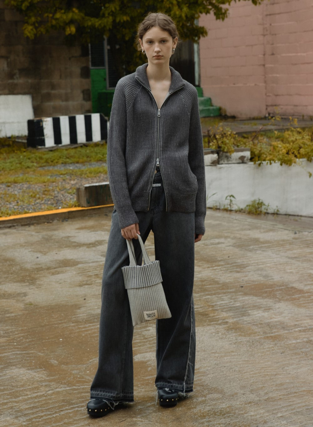 Marithe Francois Girbaud โข Ribbed Knit Tote Bag (Ivory)