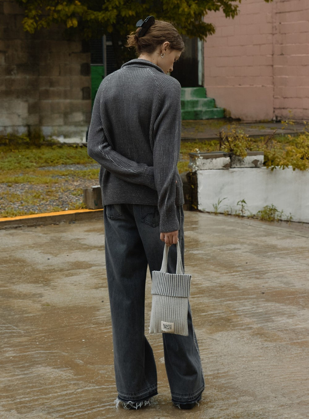 Marithe Francois Girbaud โข Ribbed Knit Tote Bag (Ivory)