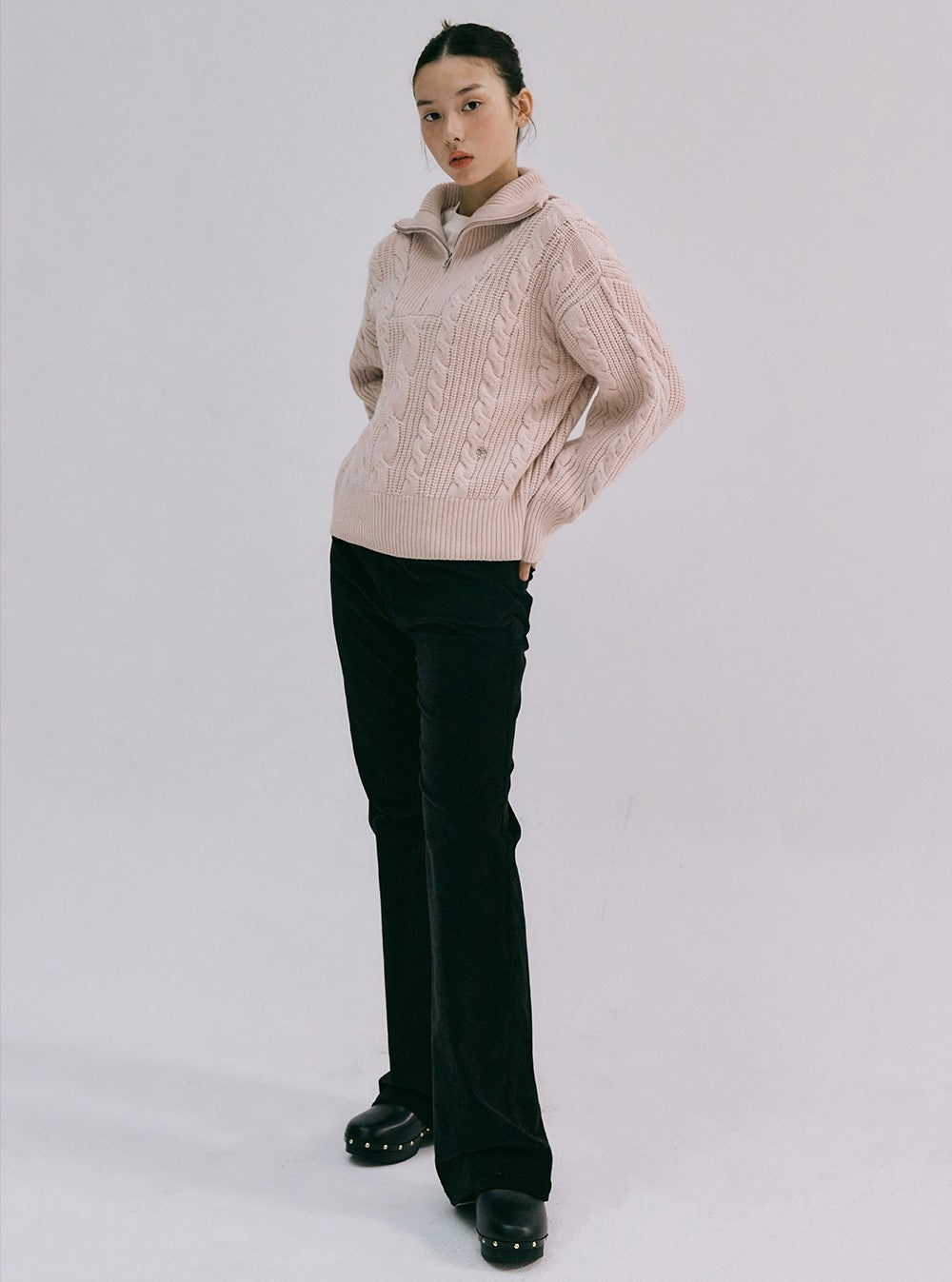 Marithe Francois Girbaud • W Cable Half Zipup Pullover Knit (Pink)