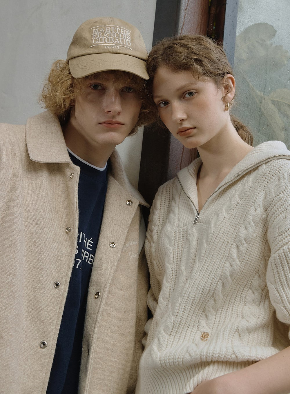 Marithe Francois Girbaud โข W Cable Half Zipup Pullover Knit (Ivory)