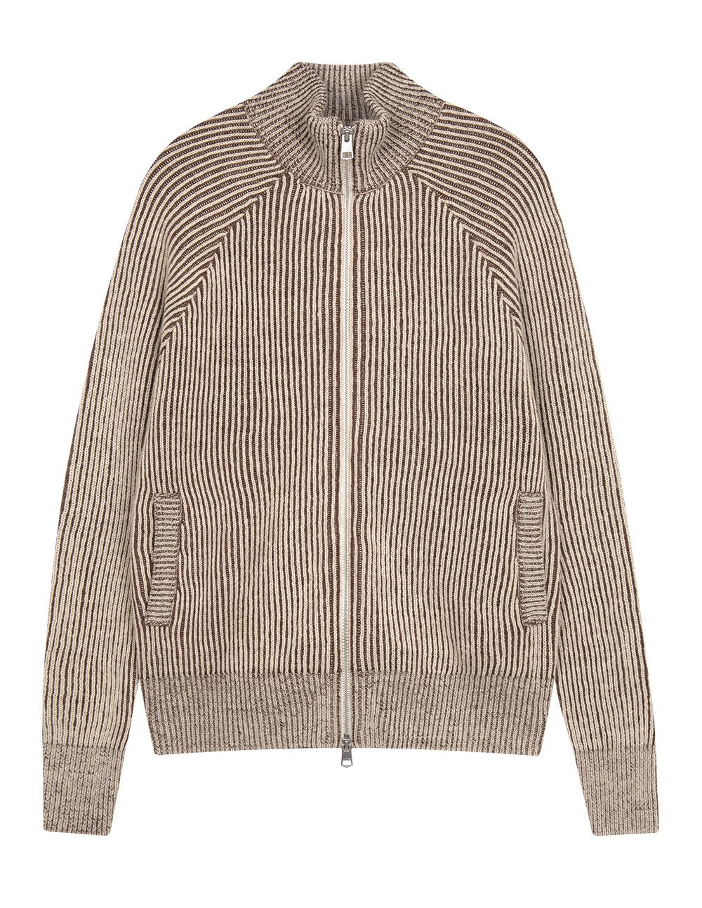 Marithe Francois Girbaud โข Colored Ribbed Zipup Cardigan (Brown)