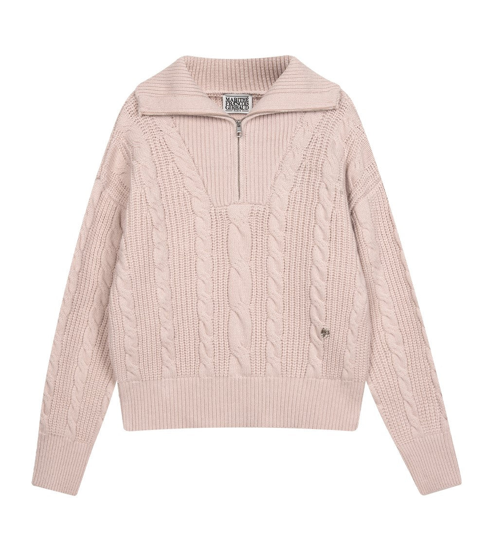 Marithe Francois Girbaud • W Cable Half Zipup Pullover Knit (Pink)