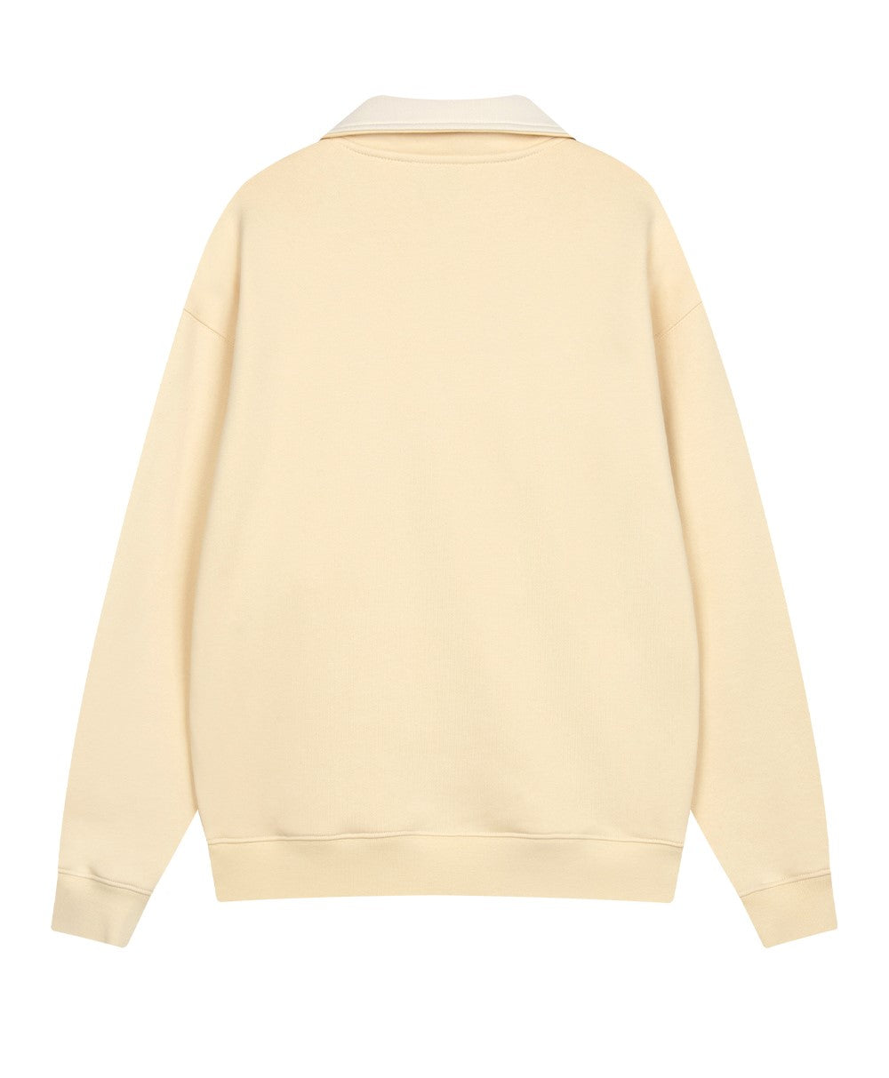 Marithe Francois Girbaud โข Mouvement Classic Logo Half Zipup Sweatshirt (Light Yellow)