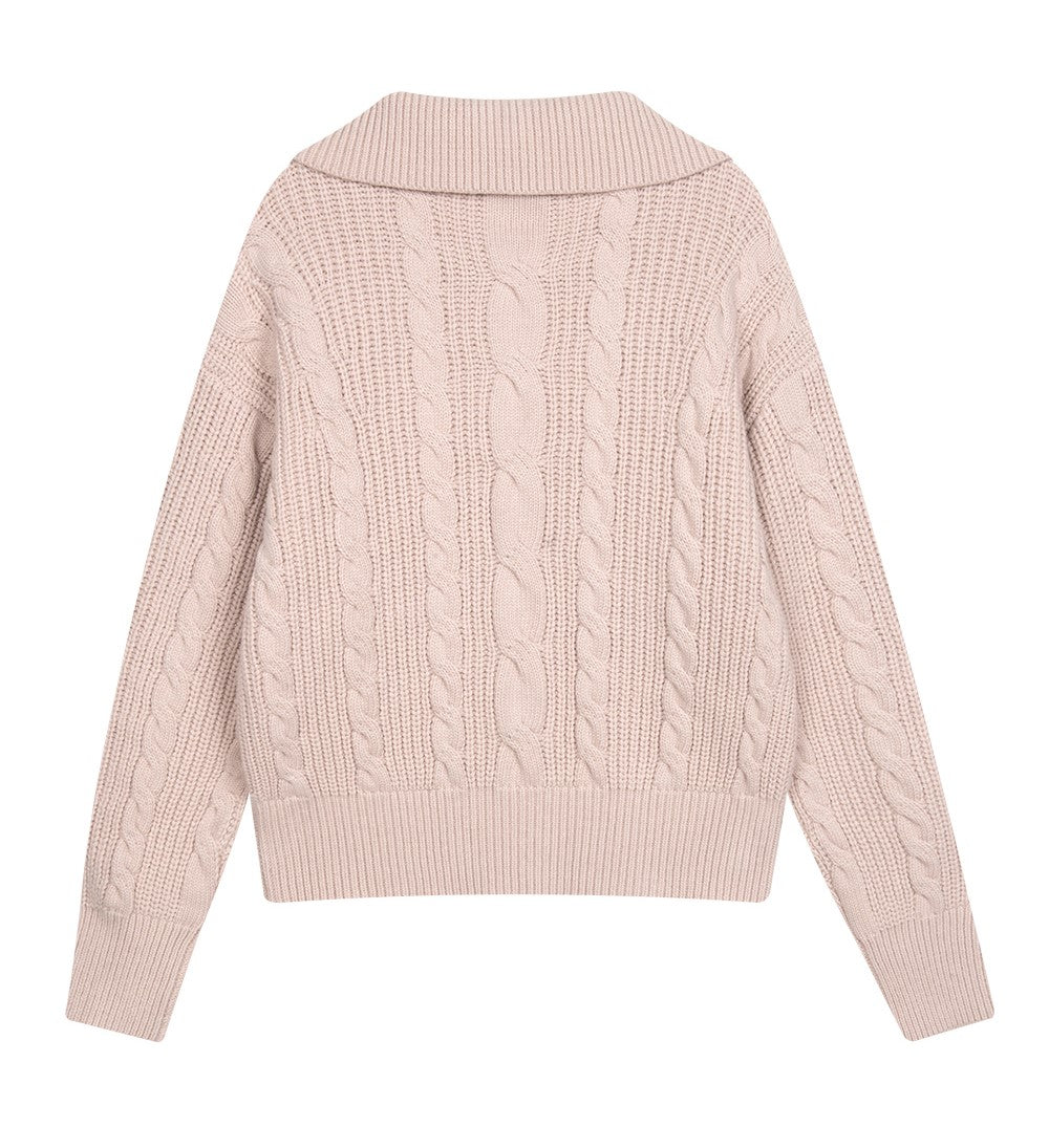 Marithe Francois Girbaud • W Cable Half Zipup Pullover Knit (Pink)