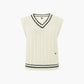 Depound • V Neck Line Cable Vest (Ivory)