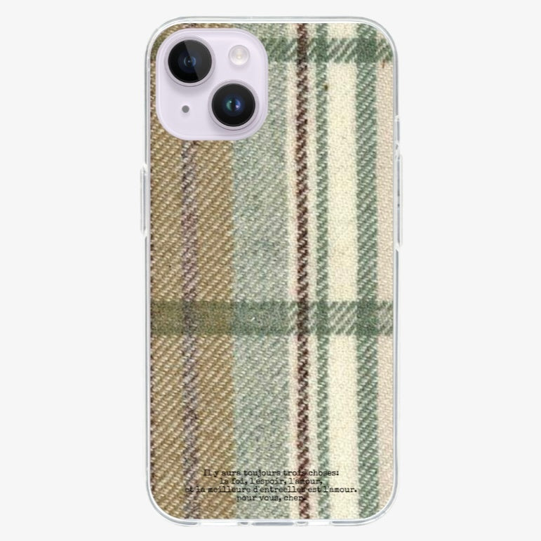 Dear My Muse Cozy Knit Prince of Wales Jelly Hard Phone Case (Green)