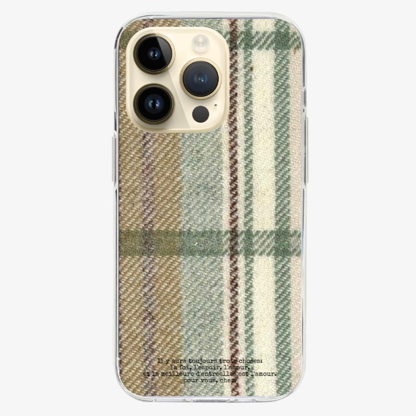 Dear My Muse Cozy Knit Prince of Wales Jelly Hard Phone Case (Green)