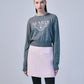 Mardi Mercredi • Cashmere Cropped Crew Neck Alumni Classique (Grey White)