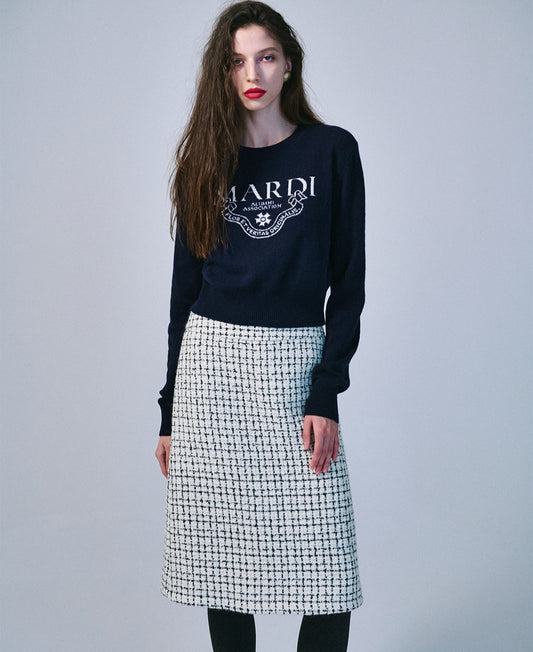 Mardi Mercredi • Cashmere Cropped Crew Neck Alumni Classique (Navy Ivory)