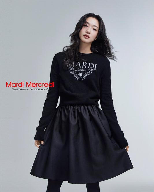 Mardi Mercredi • Cashmere Cropped Crew Neck Alumni Classique (Black Ivory)