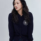 Mardi Mercredi • Cashmere Blended Cardigan Round Neck (Navy Cream)