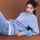 Marithe Francois Girbaud • Classic Logo Embroidery Sweatshirt (Ash Blue)