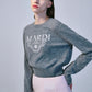 Mardi Mercredi • Cashmere Cropped Crew Neck Alumni Classique (Grey White)