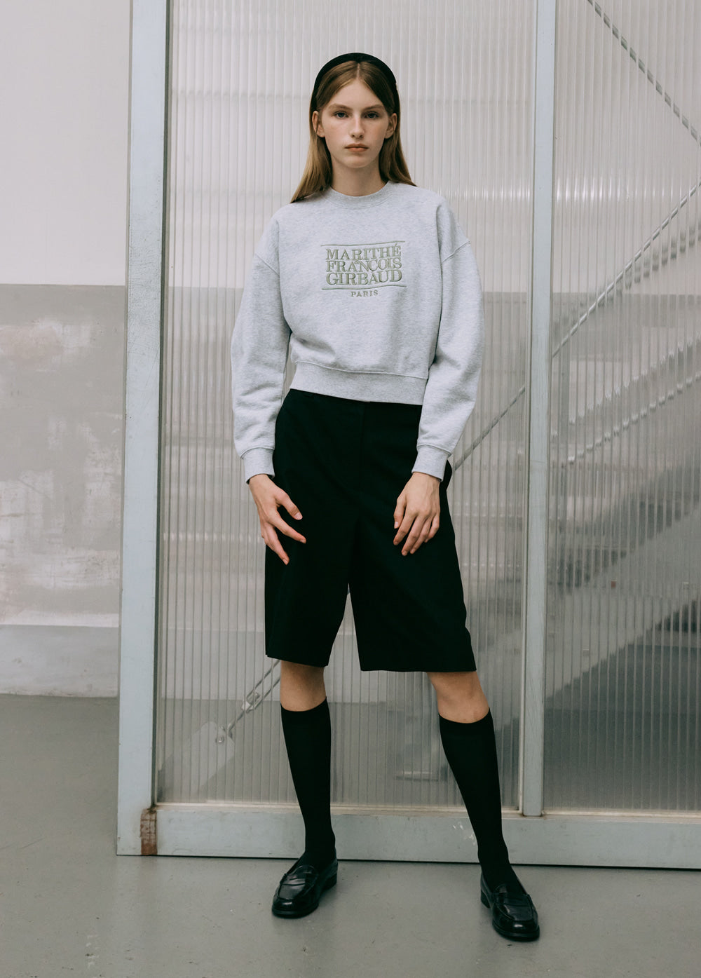 Marithe Francois Girbaud • W Classic Logo Crop Sweatshirt (Heather Gray)