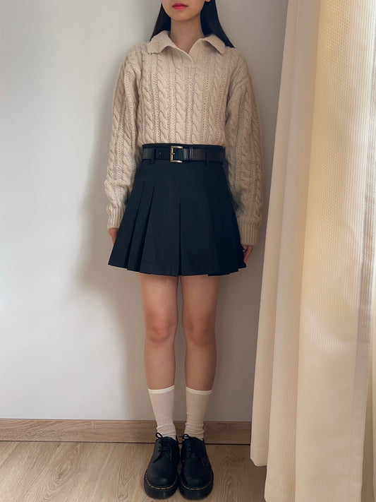 Belted Pleated Skirt | French Girl | A Line