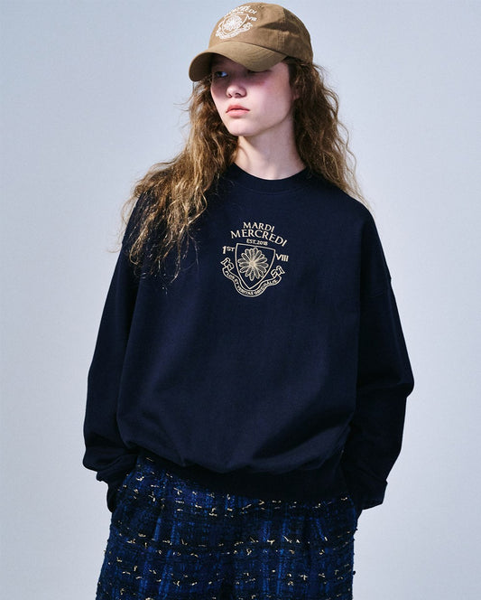 Mardi Mercredi • Sweatshirt Alumni Small Emblem Needlework (Navy Beige)