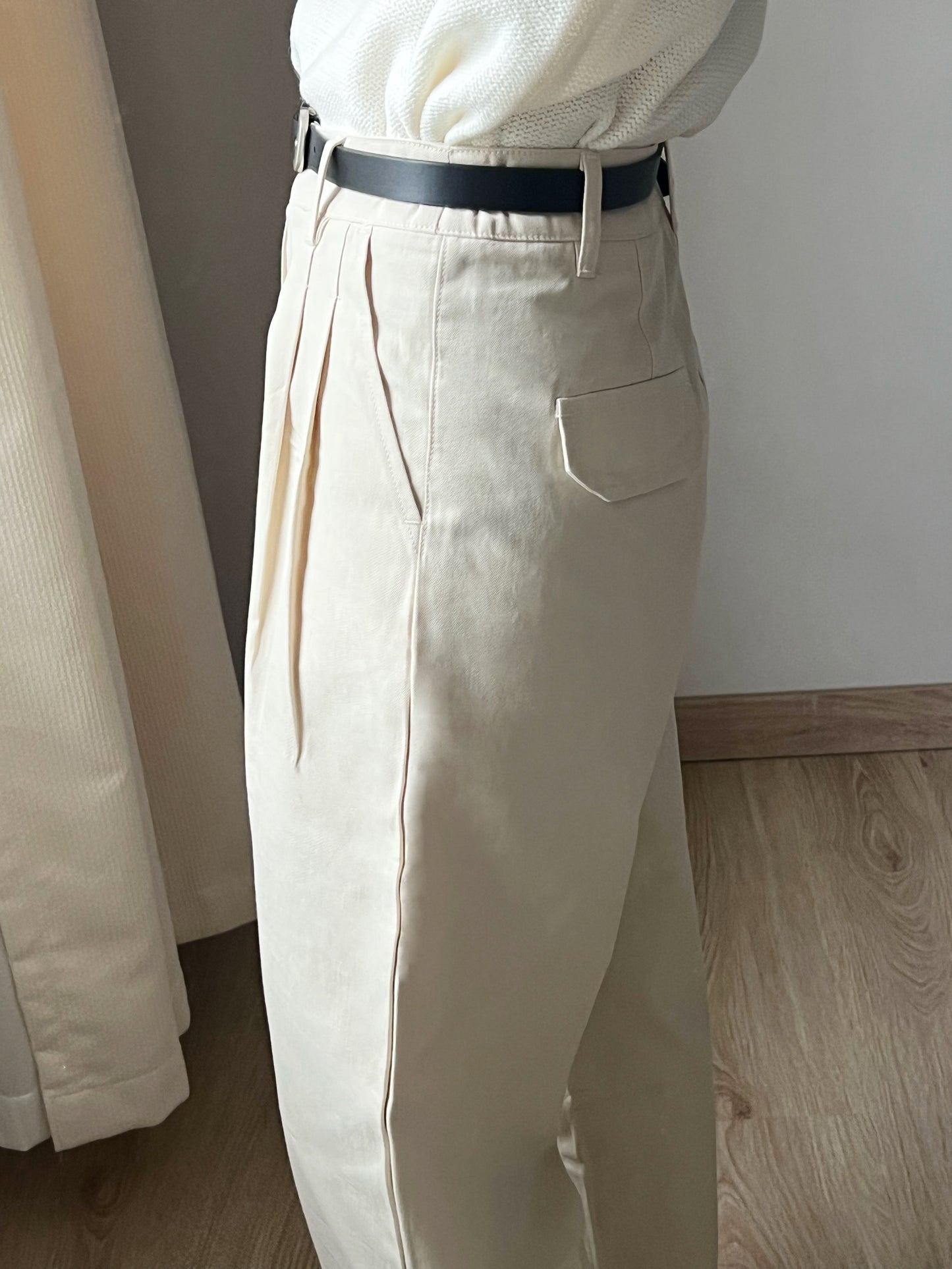 Classy Straight-Leg Pants | Ivory Color | Breathable Fabric