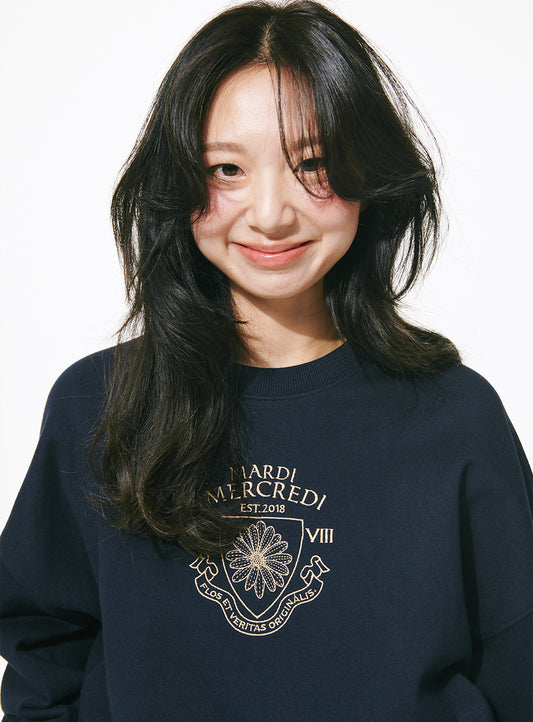 Mardi Mercredi • Sweatshirt Alumni Small Emblem Needlework (Navy Beige)