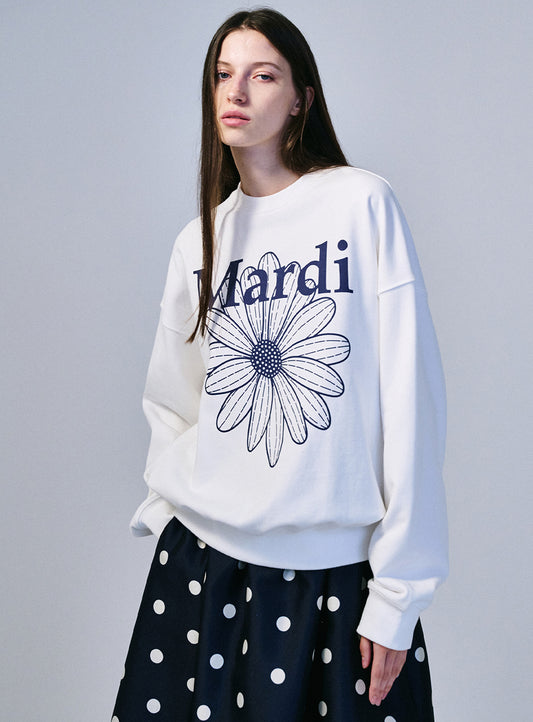 Mardi Mercredi • Sweatshirt FlowerMardi (White Navy)