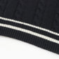 Depound • V Neck Line Cable Vest (Navy)